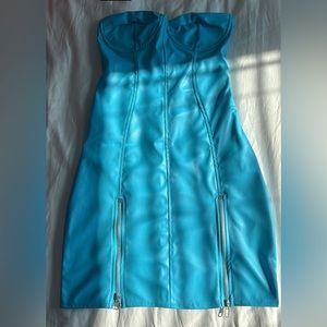 ASOS blue faux leather dress